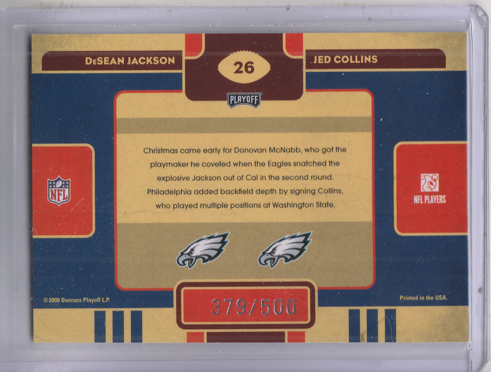 2008 Playoff Contenders Draft Class #26 DeSean Jackson/Jed Collins back image