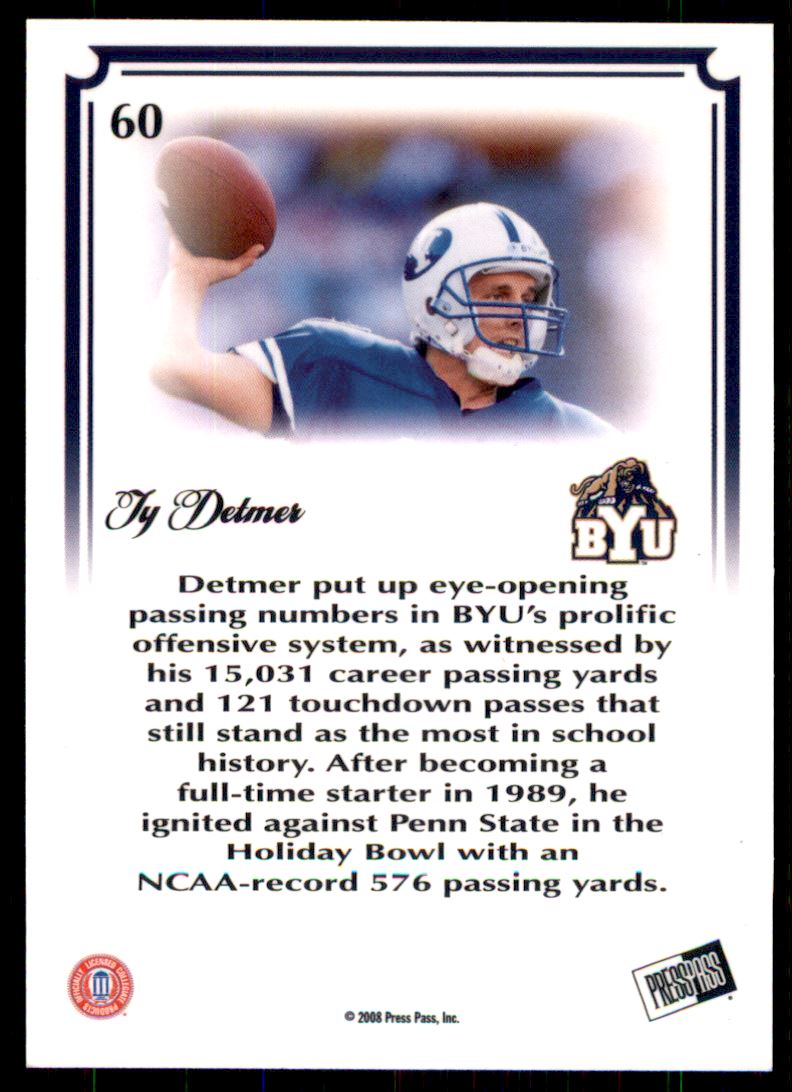 2008 Press Pass Legends Bowl Edition 20 Yard Line Red #60 Ty Detmer