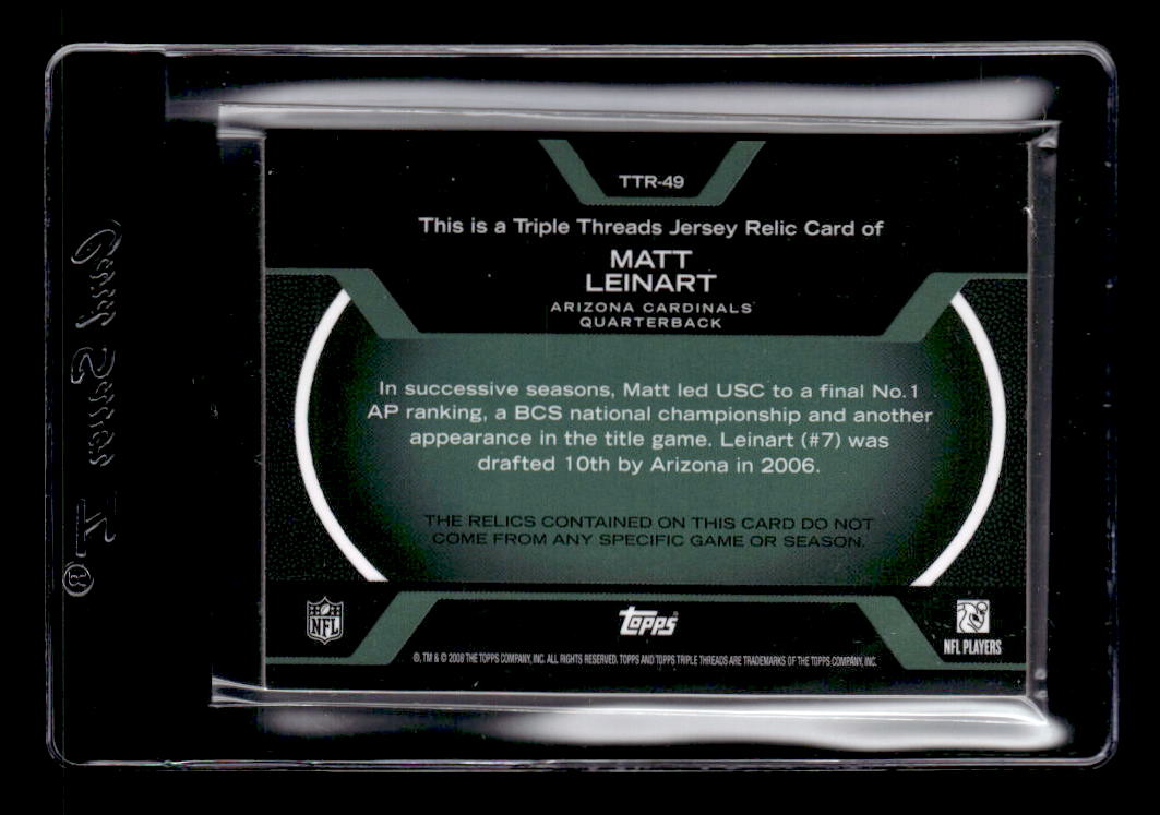 2008 Topps Triple Threads Relic Emerald #TTR49 Matt Leinart back image
