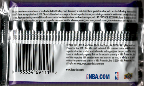 2008-09 SkyBox Basketball Hobby Pack back image