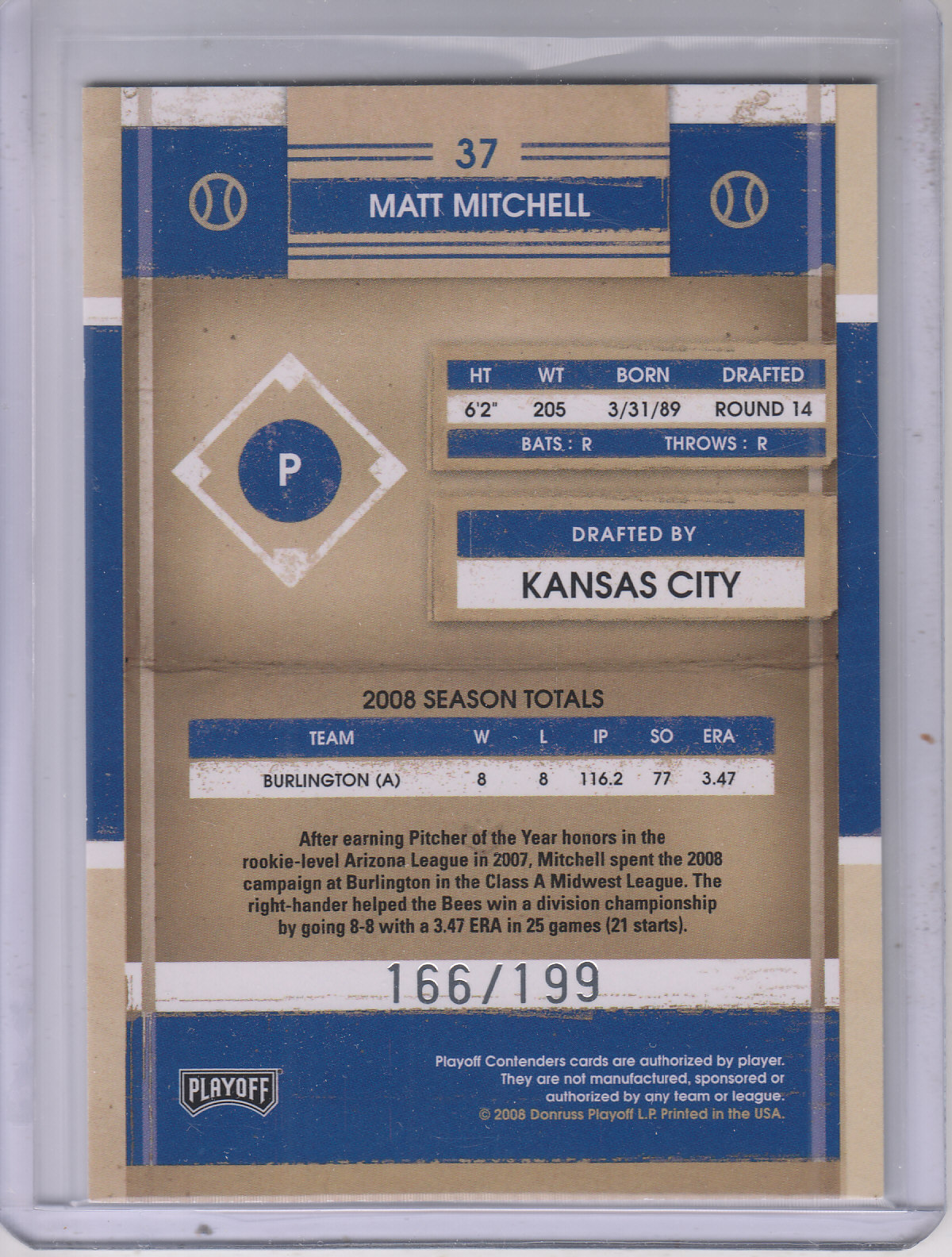 2008 Playoff Contenders Playoff Ticket #37 Matt Mitchell back image
