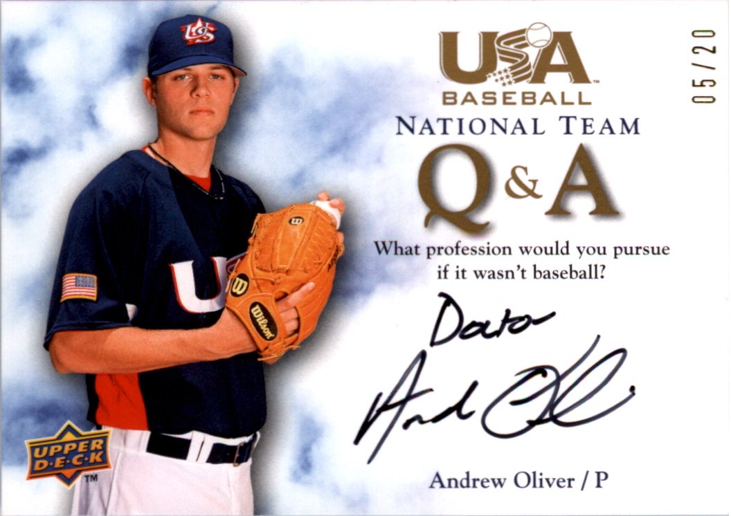2008-09 USA Baseball National Team Q and A Autographs #QAAO Andrew Oliver/20