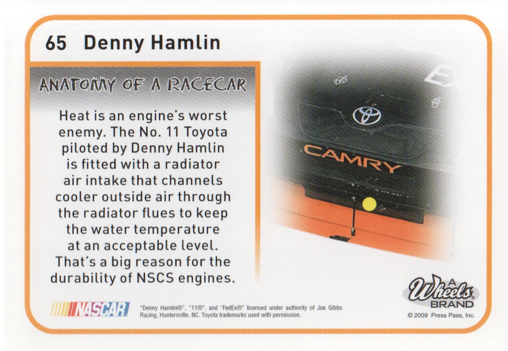 2009 Element #65 Denny Hamlin's Car back image