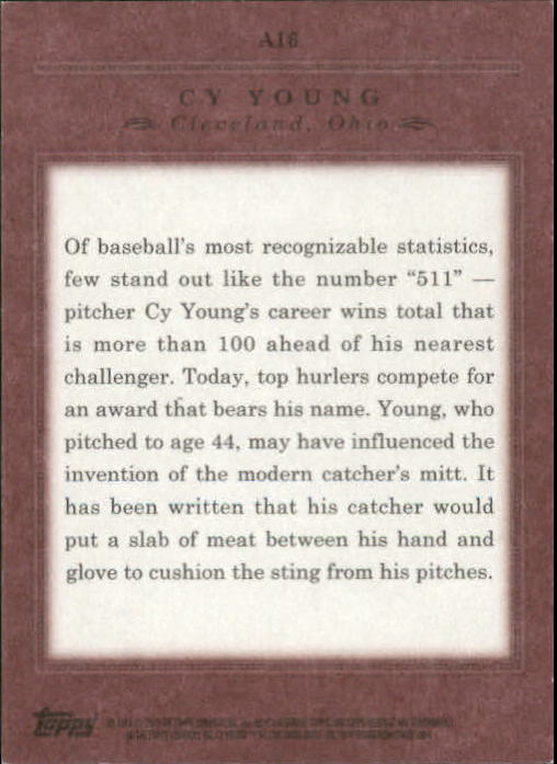 2009 Topps American Heritage American Icons #AI6 Cy Young back image