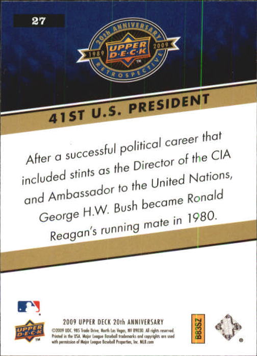2009 Upper Deck 20th Anniversary #27 George H.W. Bush back image