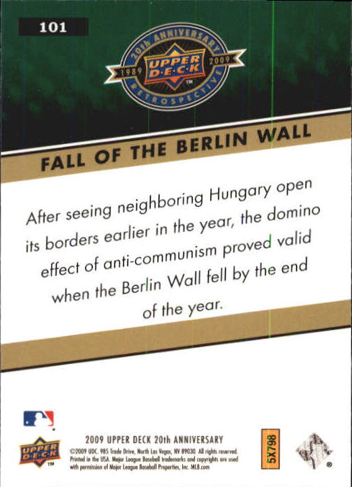 2009 Upper Deck 20th Anniversary #101 Fall of Berlin Wall back image