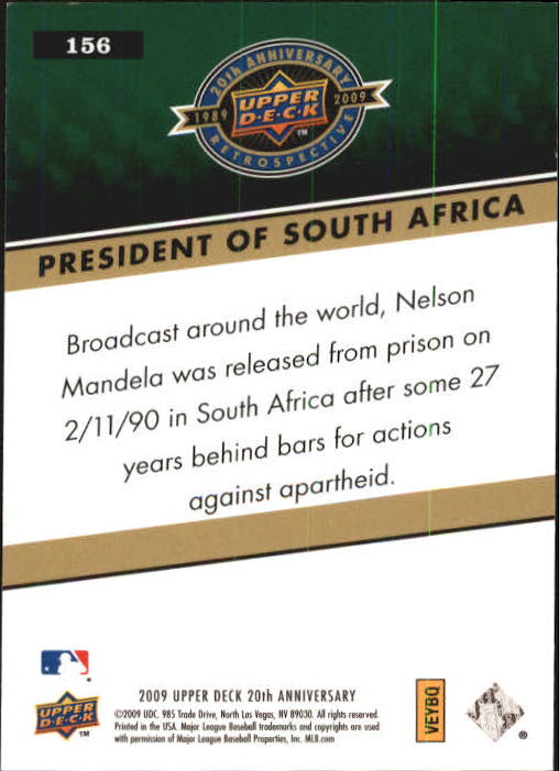 2009 Upper Deck 20th Anniversary #156 Nelson Mandela back image