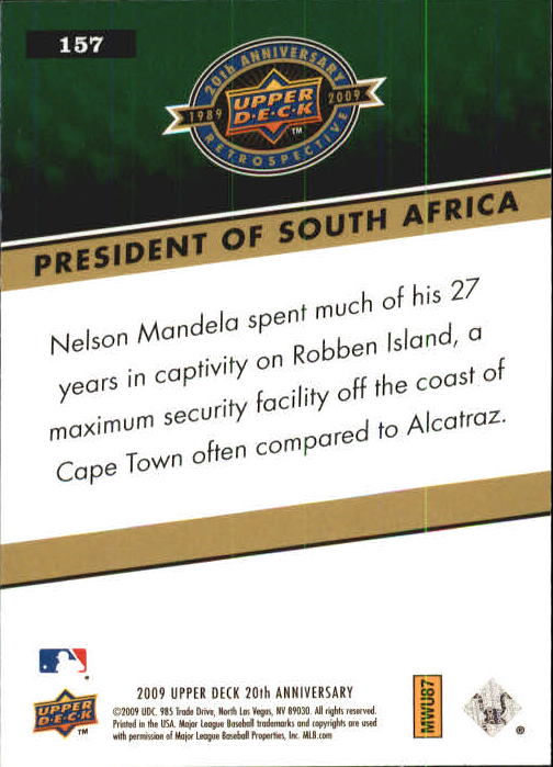 2009 Upper Deck 20th Anniversary #157 Nelson Mandela back image