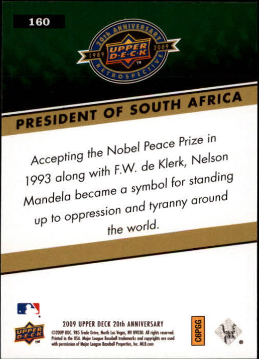 2009 Upper Deck 20th Anniversary #160 Nelson Mandela back image