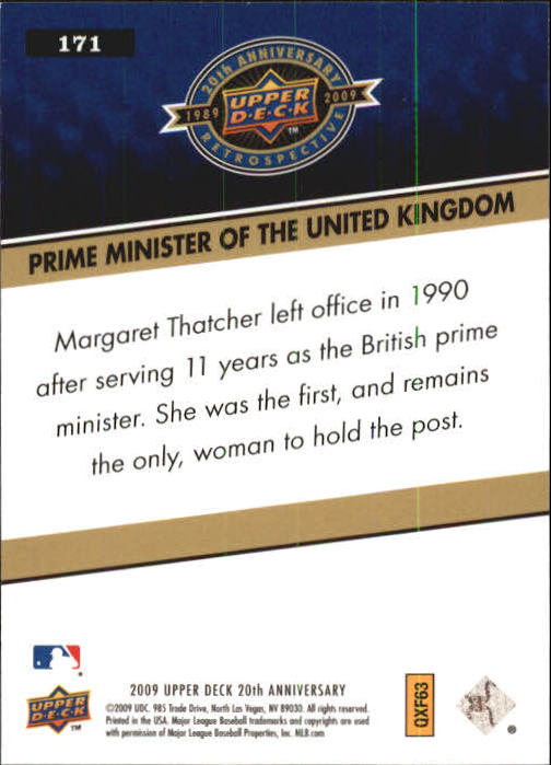 2009 Upper Deck 20th Anniversary #171 Margaret Thatcher back image