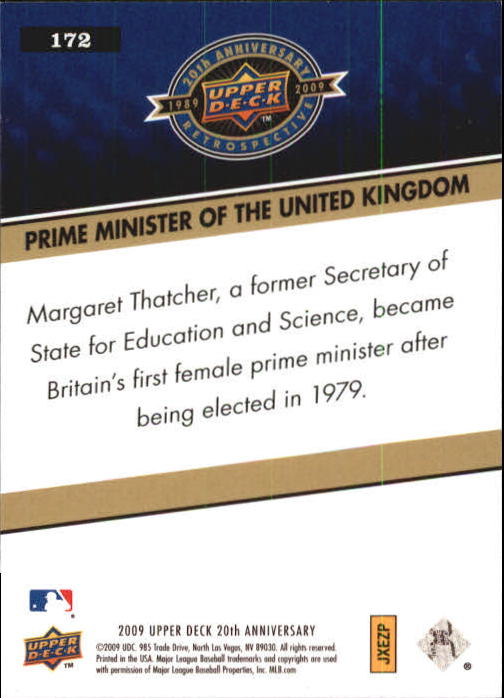 2009 Upper Deck 20th Anniversary #172 Margaret Thatcher back image