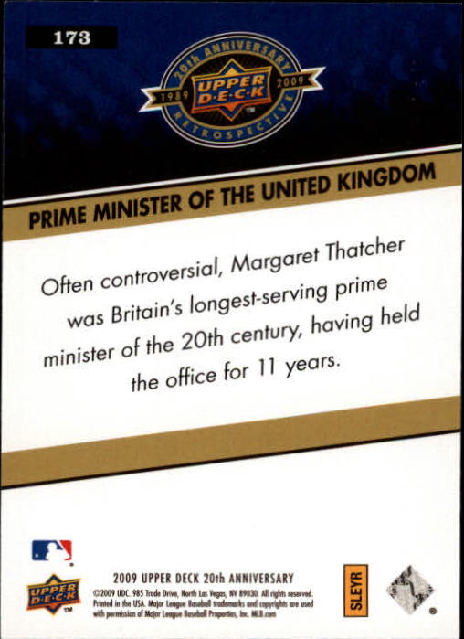 2009 Upper Deck 20th Anniversary #173 Margaret Thatcher back image