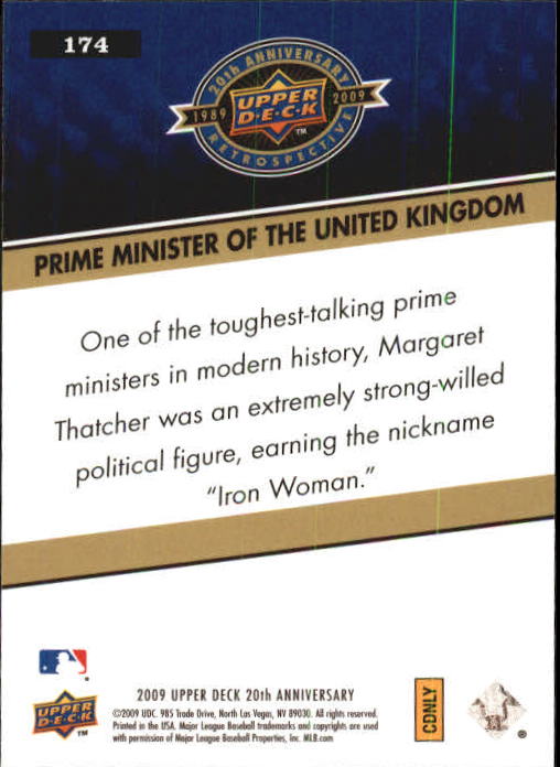 2009 Upper Deck 20th Anniversary #174 Margaret Thatcher back image