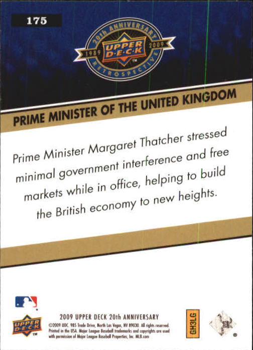 2009 Upper Deck 20th Anniversary #175 Margaret Thatcher back image