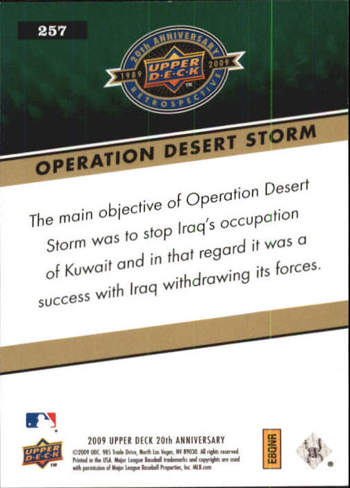 2009 Upper Deck 20th Anniversary #257 Operation Desert Storm back image