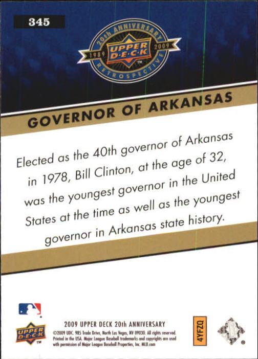 2009 Upper Deck 20th Anniversary #345 Bill Clinton back image