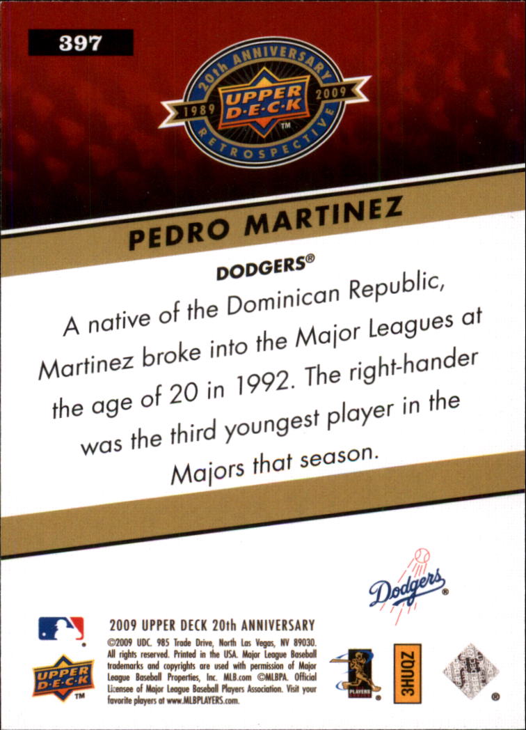 2009 Upper Deck 20th Anniversary #397 Pedro Martinez back image
