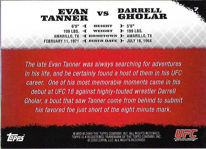 2009 Topps UFC Round 1 Gold #7 Evan Tanner vs. Darrell Gholar back image
