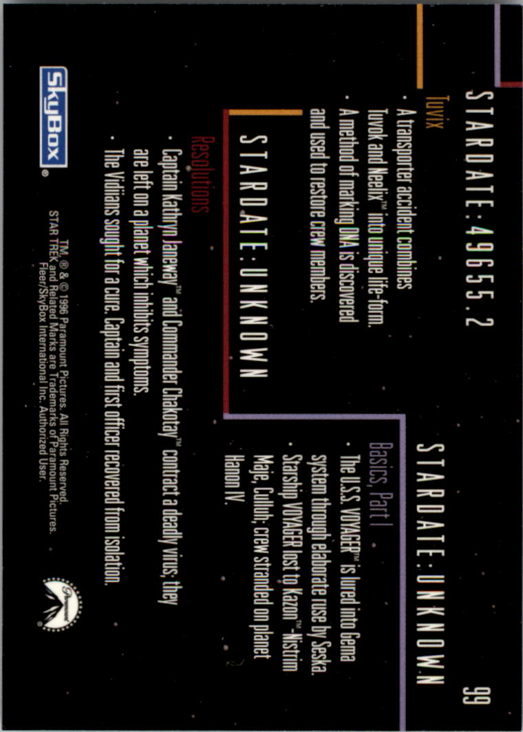 1997 SkyBox Star Trek Voyager Season Two #99 Timeline Mural back image