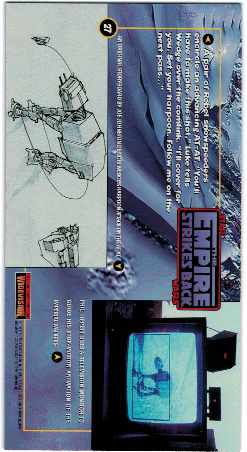 1995 Topps Widevision Star Wars Empire Strikes Back #27 AT-AT seen from above back image