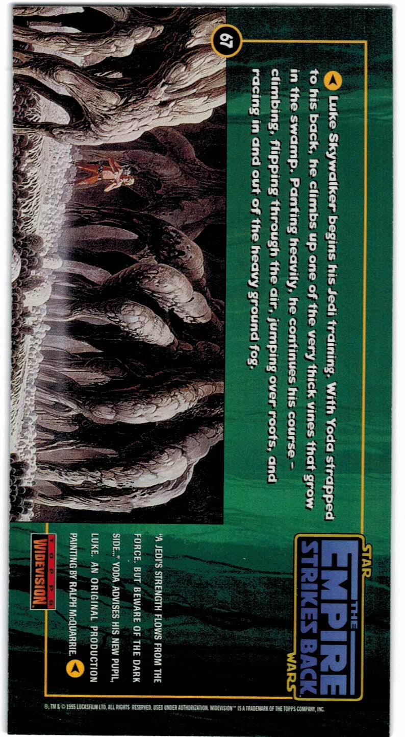 1995 Topps Widevision Star Wars Empire Strikes Back #67 Yoda on looks back back image
