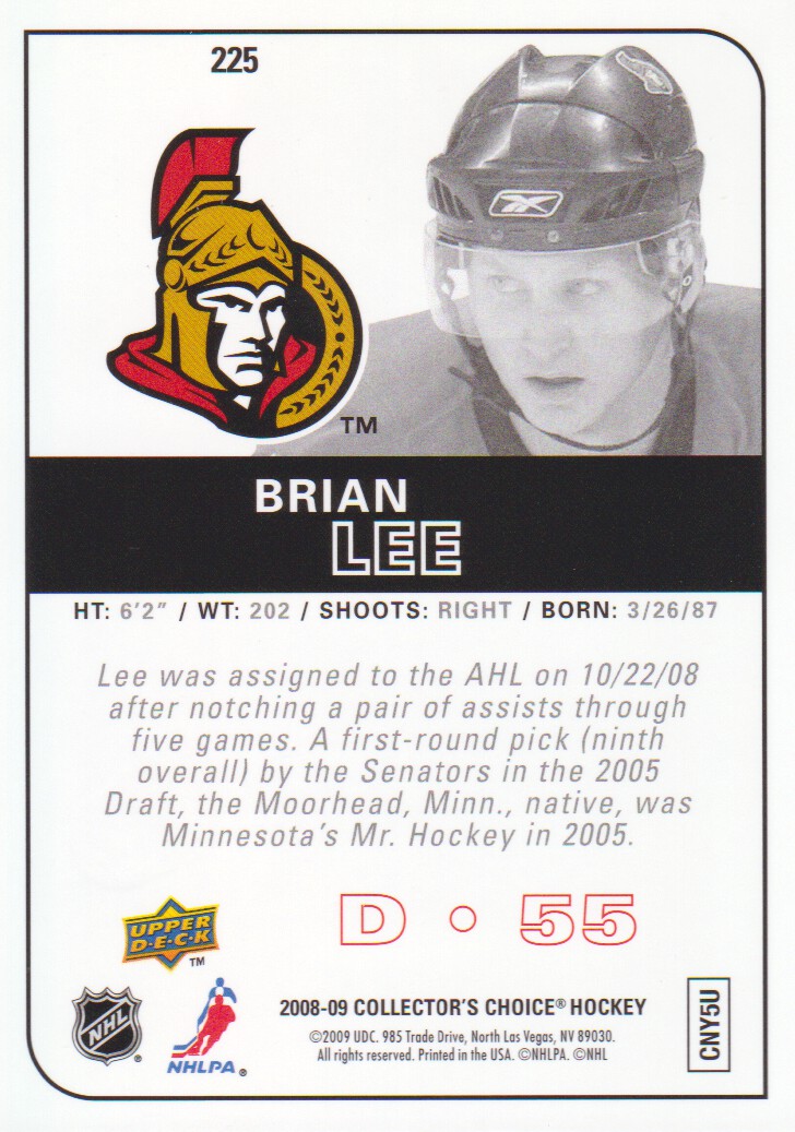 2008-09 Collector's Choice Reserve Silver #225 Brian Lee back image