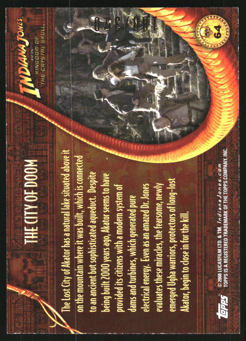 2008 Topps Indiana Jones and the Kingdom of the Crystal Skull Holofoil #64 The City of Doom back image