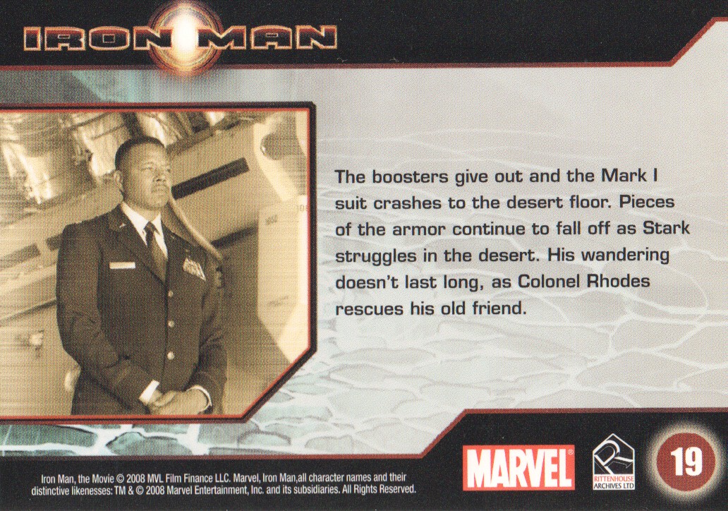 2008 Rittenhouse Iron Man #19 The boosters give out and the Mark I suit crashes back image