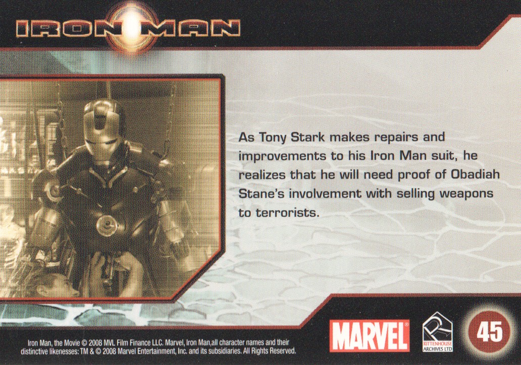 2008 Rittenhouse Iron Man #45 As Tony Stark makes repairs and improvements to his Iron Man suit back image