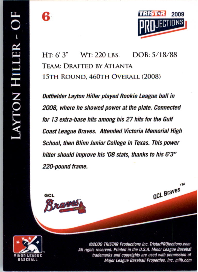 2009 TRISTAR PROjections #6 Layton Hiller PD back image
