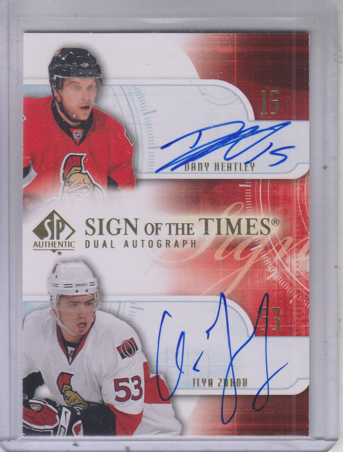 2008-09 SP Authentic Sign of the Times Duals #ST2HZ Dany Heatley/Ilya Zubov