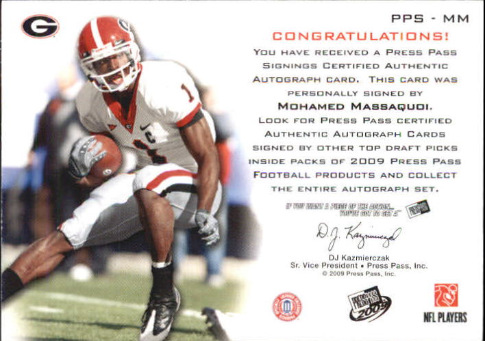 2009 Press Pass Autographs Silver #MM Mohamed Massaquoi back image