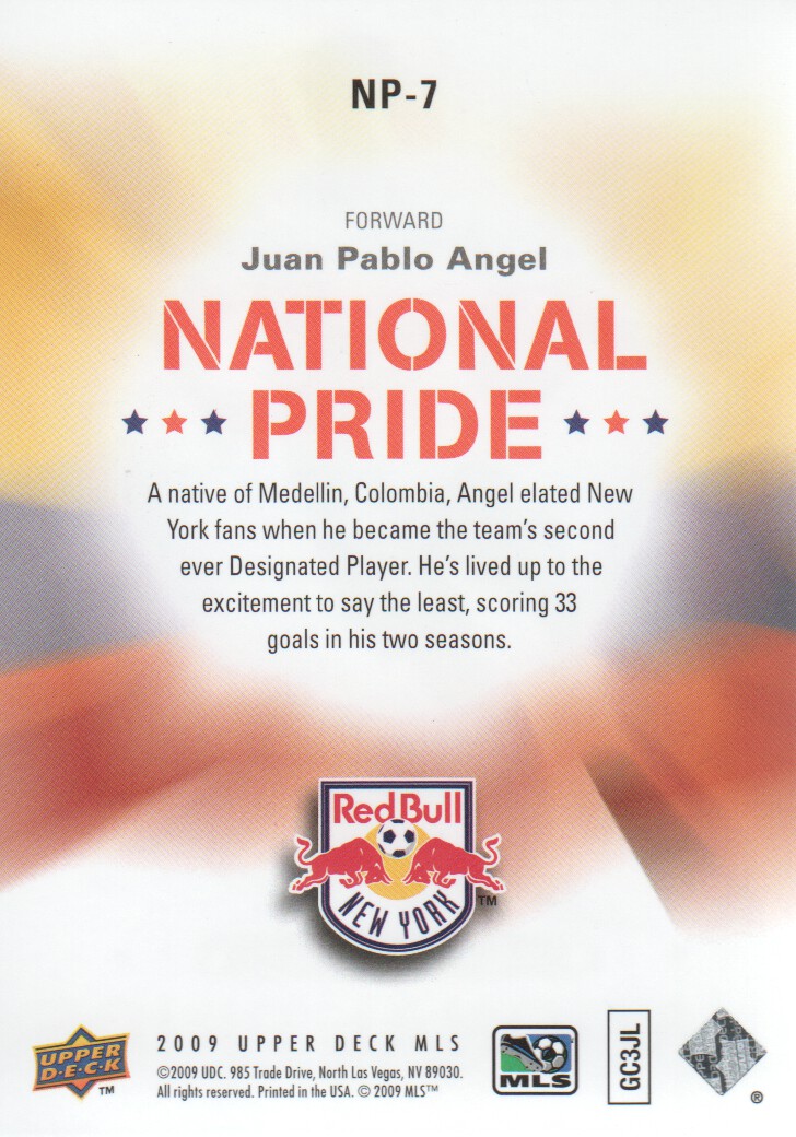 2009 Upper Deck MLS National Pride #NP7 Juan Pablo Angel back image