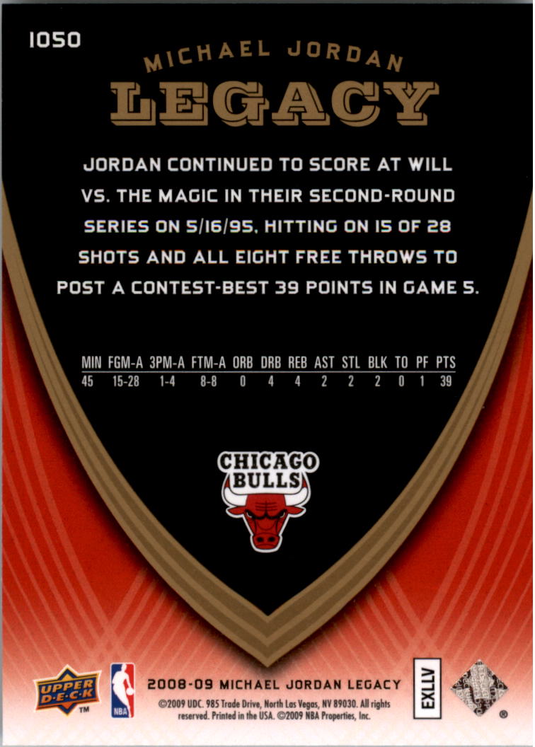 2008-09 Upper Deck Michael Jordan Legacy Collection #1050 Michael Jordan Game 1050 back image
