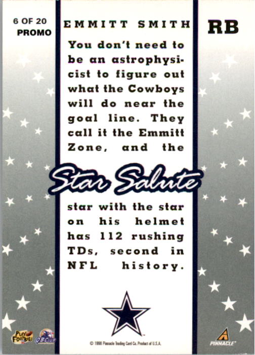 1998 Score Star Salute Promos #6 Emmitt Smith back image