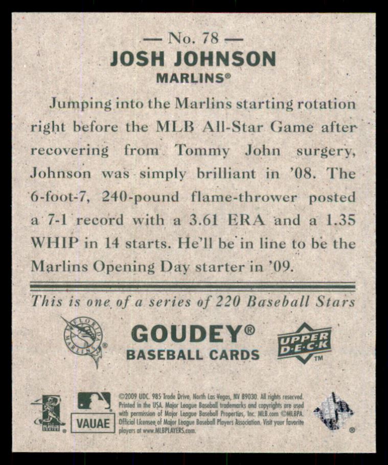 2009 Upper Deck Goudey Mini Green Back #78 Josh Johnson