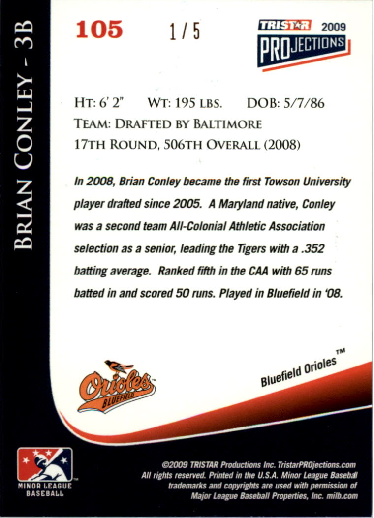 2009 TRISTAR PROjections Orange #105 Brian Conley back image