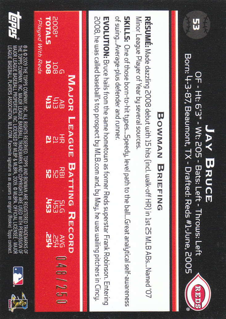 Carte parallele Bowman Baseball 2009 "Main Set Orange" - Foto 15 di 15