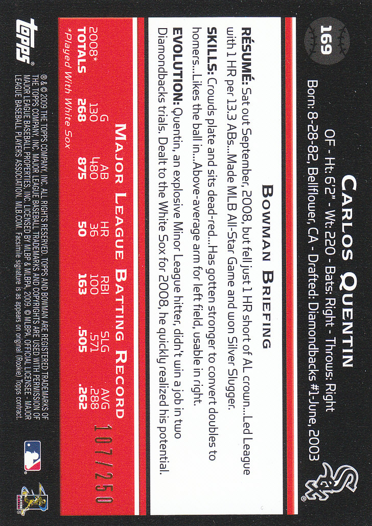 Carte parallele Bowman Baseball 2009 "Main Set Orange" - Foto 9 di 15