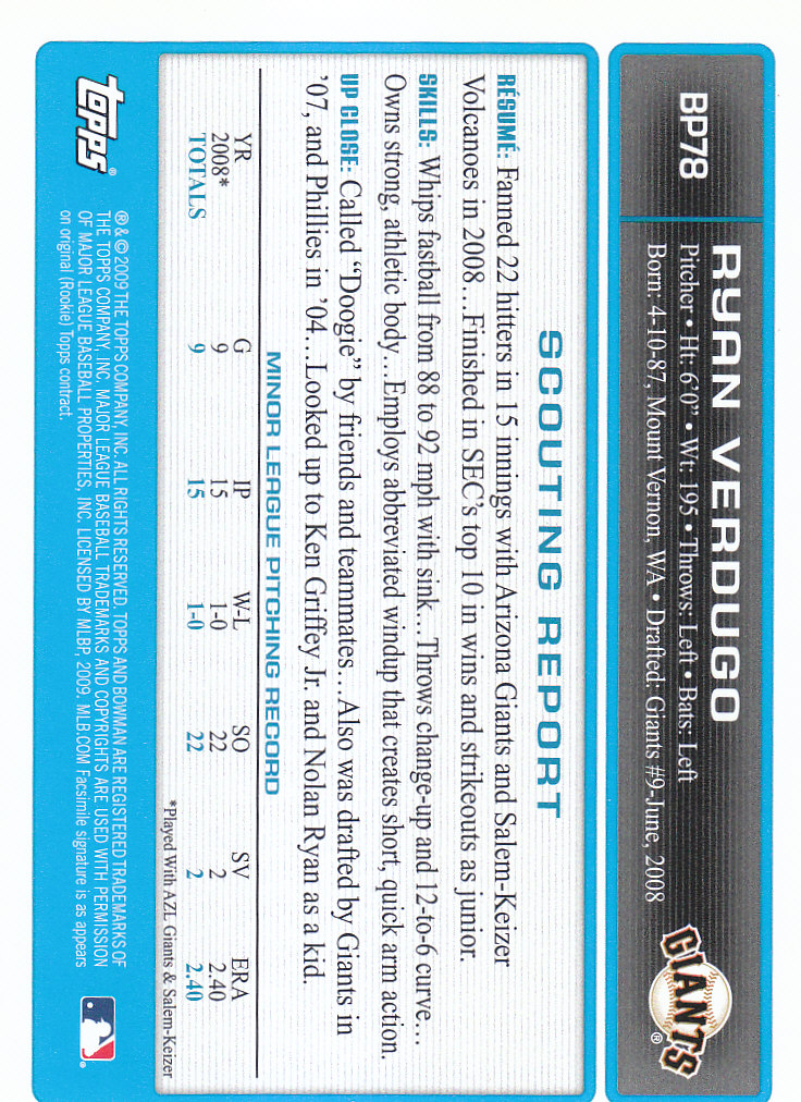 2009 Bowman Baseball "Prospects" Insert Cards #BP1 to #BP90 - Picture 154 of 178