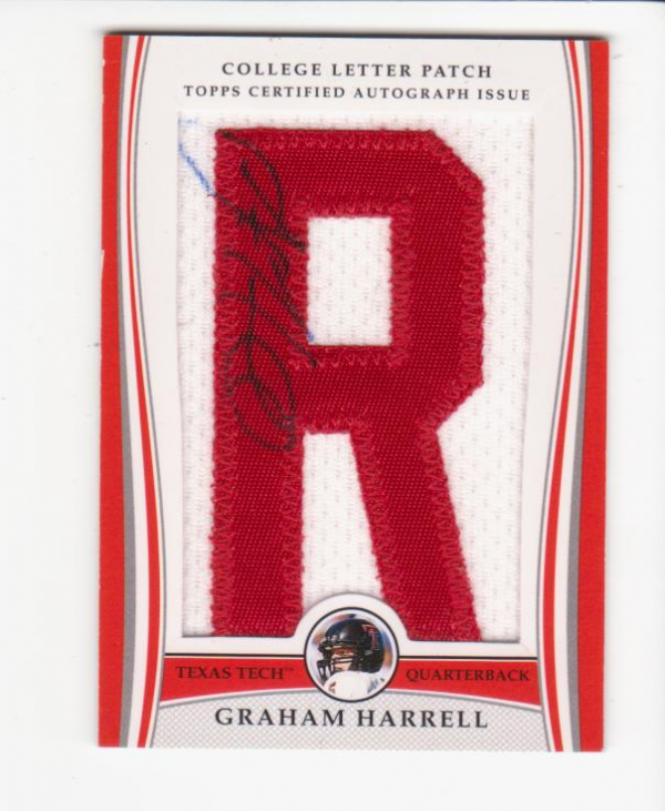 2009 Bowman Draft College Letter Patch Autographs #GH Graham Harrell A/84*/(serial numbered to 12)
