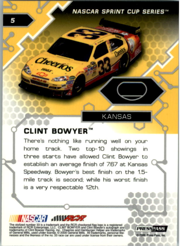 2009 Press Pass Stealth Chrome #5 Clint Bowyer back image