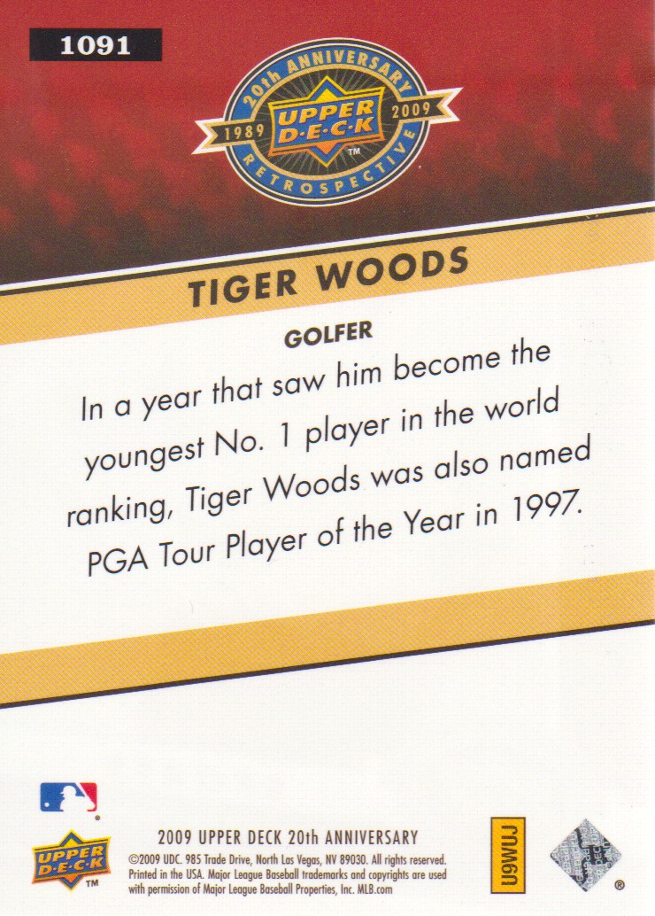 2009 Upper Deck 20th Anniversary #1091 Tiger Woods back image