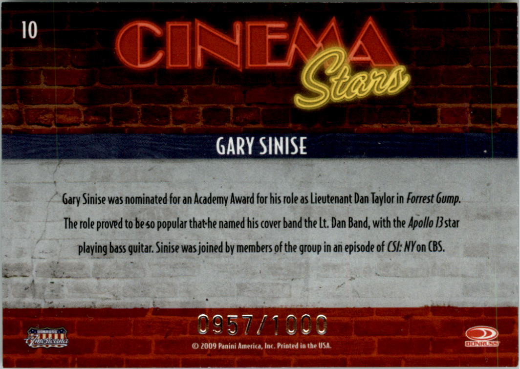 2009 Americana Cinema Stars #10 Gary Sinise back image
