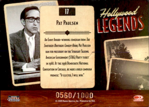 2009 Americana Hollywood Legends #17 Pat Paulsen back image
