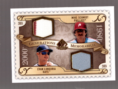 2009 SP Legendary Cuts Generations Dual Memorabilia #GMSL Mike Schmidt/Evan Longoria