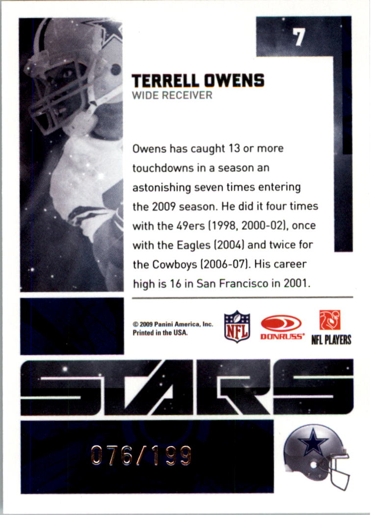 2009 Donruss Elite Stars Red #7 Terrell Owens back image