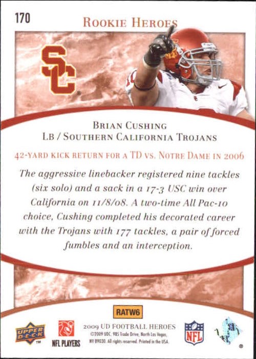 2009 Upper Deck Heroes Orange #170 Brian Cushing back image