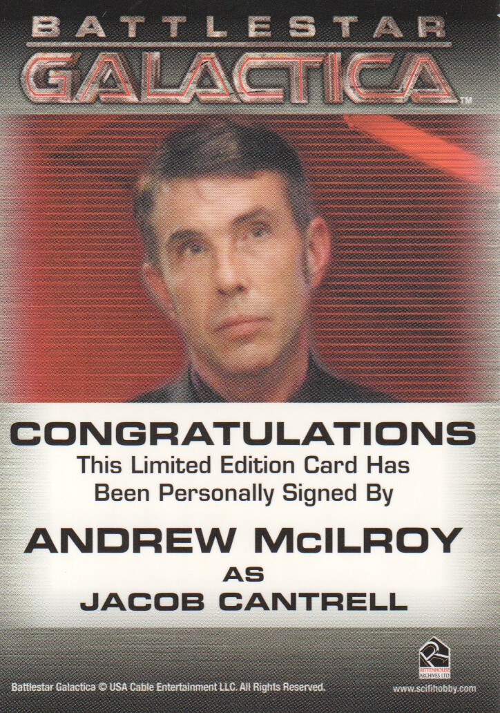 2009 Rittenhouse Battlestar Galactica Season Four Autographs #2 Andrew McIlroy back image