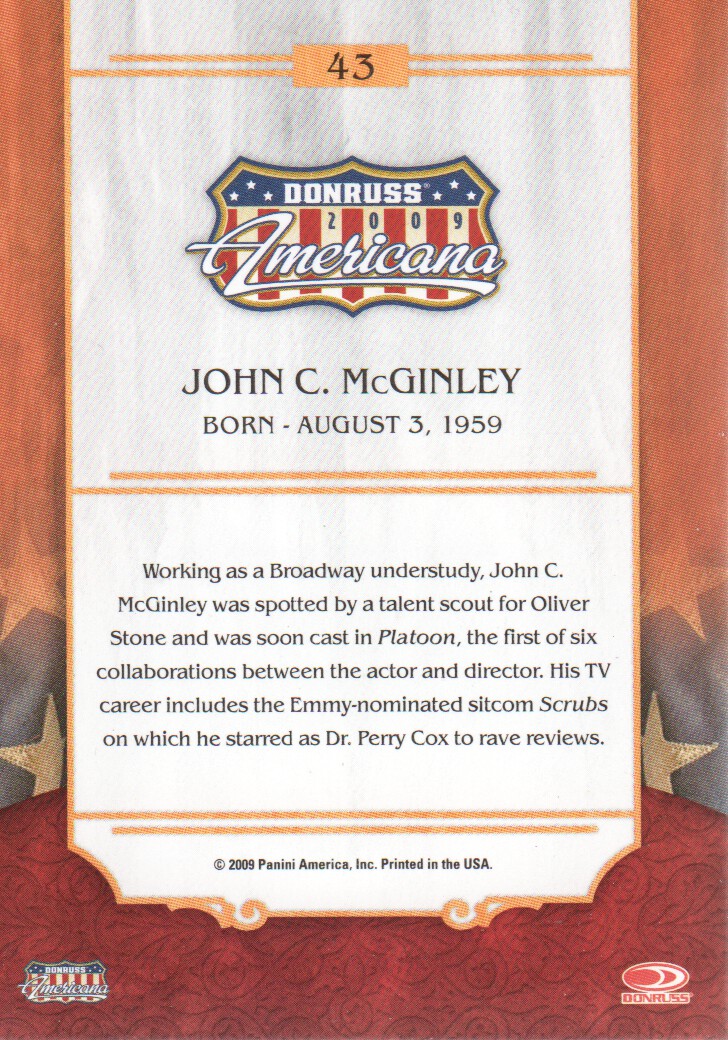 2009 Americana Retail #43 John C. McGinley back image